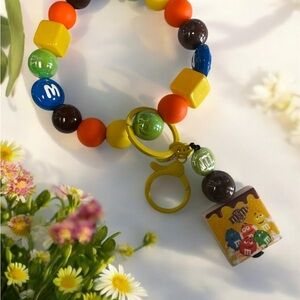 Colorful M&M's Beaded wristlet Keychain